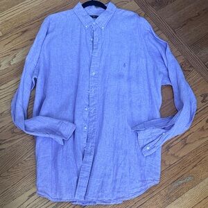 Ralph Lauren Lavender Casual Button-Down linen Shirt